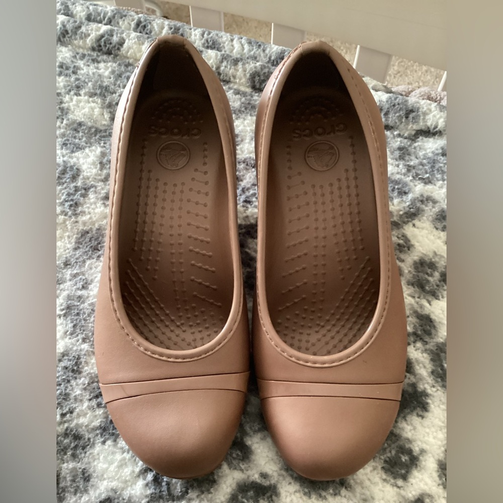 Crocs Brown Wedge Heels Size 9M